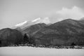 Bulgaria Pirin peaks mountain panorama, bw Royalty Free Stock Photo