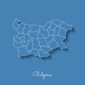 Bulgaria region map: blue with white outline and.