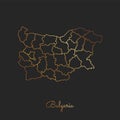 Bulgaria region map: golden gradient outline