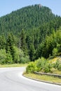 Bulgaria. A sharp turn road in the Rhodopes Royalty Free Stock Photo