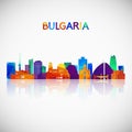Bulgaria skyline silhouette in colorful geometric style.