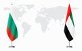 Bulgaria and United Arab Emirates flags for official meetin