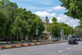 Bulgaria, Varna, 13 June 2020: Street view towards the City clock and theater