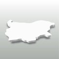 Bulgaria - white 3D silhouette map of country area with dropped shadow on grey background. Simple flat vector