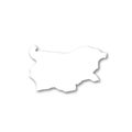 Bulgaria - white 3D silhouette map of country area with dropped shadow on white background. Simple flat vector