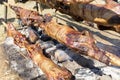 Bulgarian barbecue lamb baking Royalty Free Stock Photo