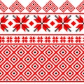 Bulgarian balkan national embroidery red and black seamless vector pattern