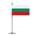Bulgarian flag on the metallic pole, vector illustration