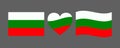 Bulgarian flag signs set. Bulgarian heart shape decorative element. Unification Day in Bulgaria. National symbols