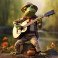 A bulgarian frog playing guitar Generative AI