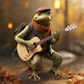 A bulgarian frog playing guitar Generative AI