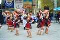 Bulgarian girls folklore dancing outdoor performance Royalty Free Stock Photo