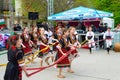 Folklore dance group performing on Varna city square Royalty Free Stock Photo