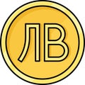 Bulgarian lev coin icon, currency of Bulgaria