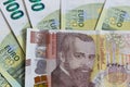 50 Bulgarian Lev Note on a Background of Euros Royalty Free Stock Photo