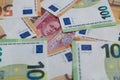 5 Bulgarian Lev Note Surrounded by Euro Banknotes Royalty Free Stock Photo