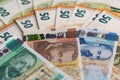 Bulgarian Leva and Euro Banknotes Scattered Full Frame Background Royalty Free Stock Photo