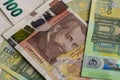 Bulgarian Leva and Euro Banknotes Scattered Full Frame Background Royalty Free Stock Photo