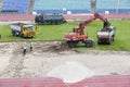 Bulgarian national stadium renovation workers
