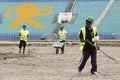 Bulgarian national stadium renovation workers