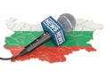 Bulgarian News concept, microphone news on the map of Bulgaria.