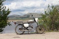Bulgarian old motorcycle Balkan at Aldomirovsko Blato swamp