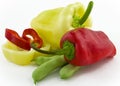 Bulgarian pepper red and green beans on a white background