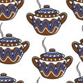 Bulgarian pottery clay saucepan with ornament seamless pattern Royalty Free Stock Photo