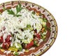 Bulgarian Shopska salad isolated on white Royalty Free Stock Photo
