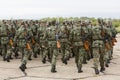 Bulgarian soldiers in uniforms with Kalashnikov AK 47 rifles