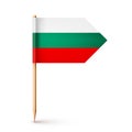 Bulgarian toothpick flag. Souvenir from Bulgaria. Wooden toothpick with paper flag. Location mark, map pointer. Blank Royalty Free Stock Photo