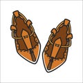 Bulgarian traditional ethnic woman shoes tsarvuli vector isolated icon