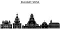 Bulgary, Sofia architecture vector city skyline, travel cityscape with landmarks, buildings, isolated sights on
