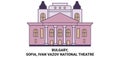 Bulgary, Sofia, Ivan Vazov National Theatre travel landmark vector illustration