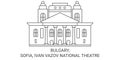 Bulgary, Sofia, Ivan Vazov National Theatre travel landmark vector illustration