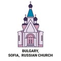 Bulgary, Sofia, Russian Church travel landmark vector illustration