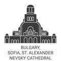 Bulgary, Sofia, St. Alexander Nevsky Cathedral travel landmark vector illustration