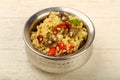 Bulgur with chicken hearts