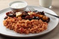 Bulgur pilaf and Greek yogurt