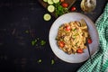 Bulgur pilaf with meat and and vegetables. Royalty Free Stock Photo