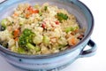 Bulgur salad served in a clay bowl