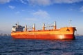 Bulk carrier Catherine Manx anchored close to the port of Algeciras. Royalty Free Stock Photo