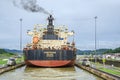 Bulk Carrier KINGFISHER exiting the Miraflores Locks Royalty Free Stock Photo