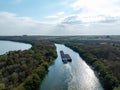 Bulk carrier sailing on the Tiete River Royalty Free Stock Photo
