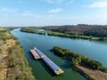 Bulk carrier sailing on the Tiete River Royalty Free Stock Photo