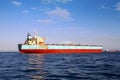 Bow view of bulk carrier ship Maersk Privilege anchored in Algeciras bay in Spain. Royalty Free Stock Photo