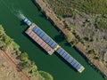 Bulk carrier on the Tiete-Parana Waterway Royalty Free Stock Photo