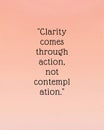 Warm Coral Background with Clarity Comes Through Action Not Contemplation Quote for Inspiration Office Canvas Royalty Free Stock Photo