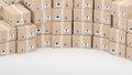 Bulk parcel boxes,parcel delivery,3d rendering