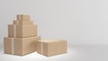 Bulk parcel boxes on a white background and parcel delivery